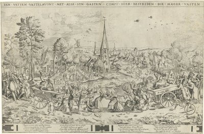 The fight between Carnival and Lent, engraved by Pieter van der Heyden, 1558 by Pieter The Elder after Brueghel